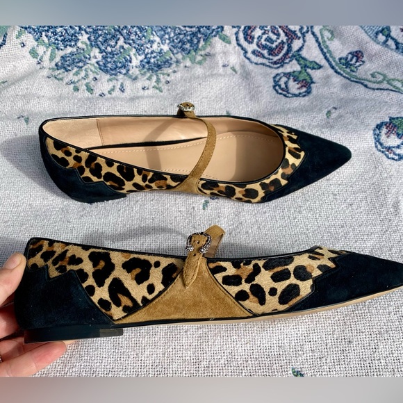 Coach X Tabitha Simmons Harriette Flat Lepoard Black Rhinestones Sz 8.5 - Picture 8 of 11